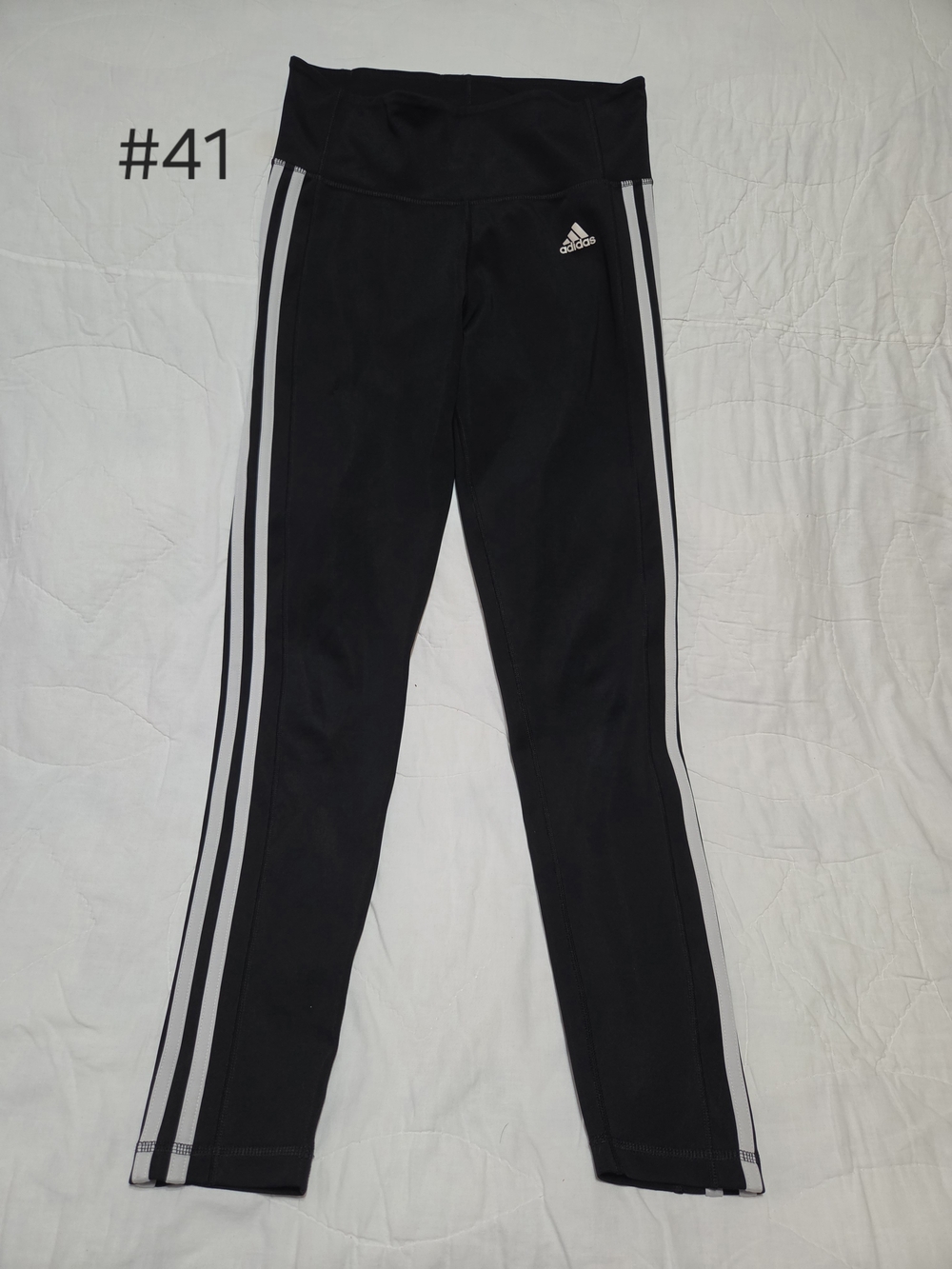 Adidas Climalite 3-Stripe High-Rise Pocket Leggings - Black / White - Size M